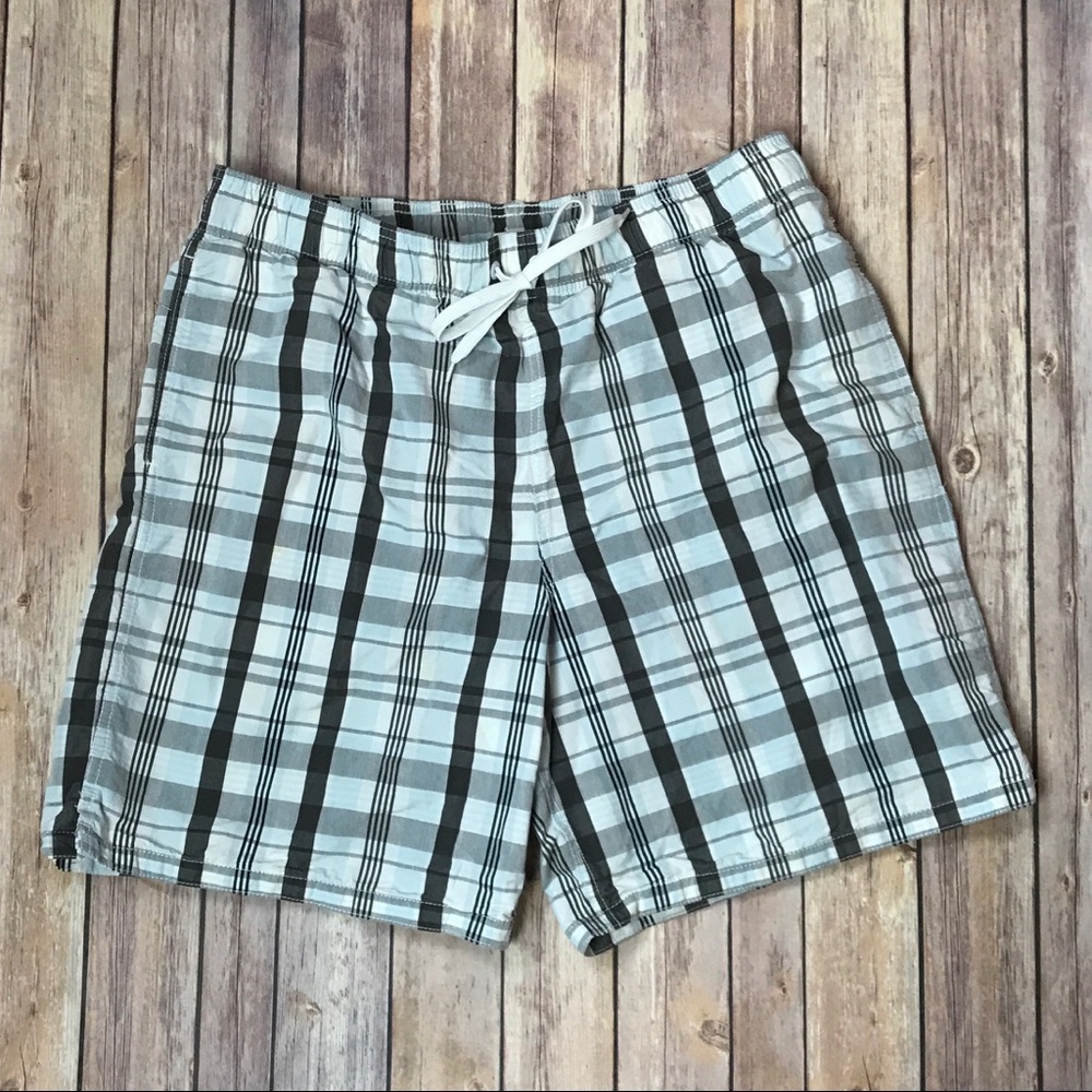 Merona Swim Trunks Blue Gray White Size Large